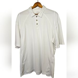 George brand XL (46/48) men's golf polo shirt, white, 3 buttons, 100% polyester